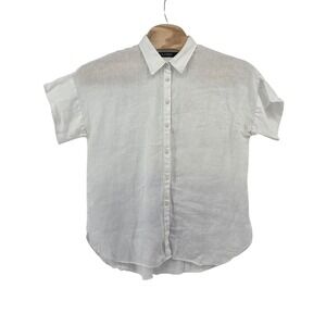 Lauren Ralph Lauren Womens White Linen Short Sleeve Button Up Shirt  Beach XL